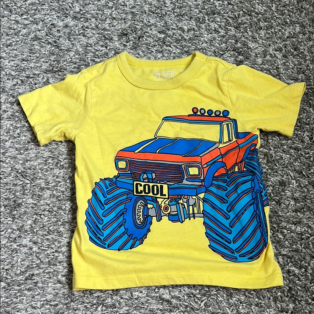 Boys yellow graphic short sleeve T with truck on front size 2T